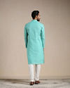 alt message - Manyavar Men Turquoise Green Mandarin Collared Kurta Set image number 3